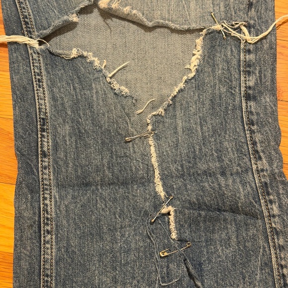 Hollister Distressed Blue Wide Leg Jeans - Picture 3 of 4
